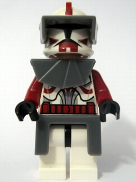 Clone Trooper Commander Fox, Coruscant Guard (Phase 1) - Dark Bluish Gray Visor, Pauldron, and Kama, Large Eyes