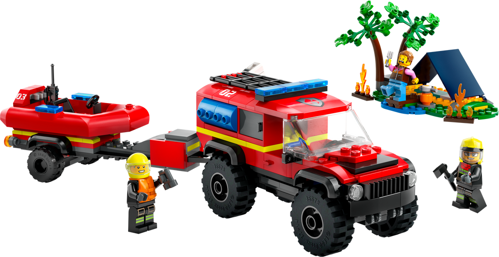 60412 4x4 Fire Truck with Rescue Boat product image 3, provided for visual reference and product detail review