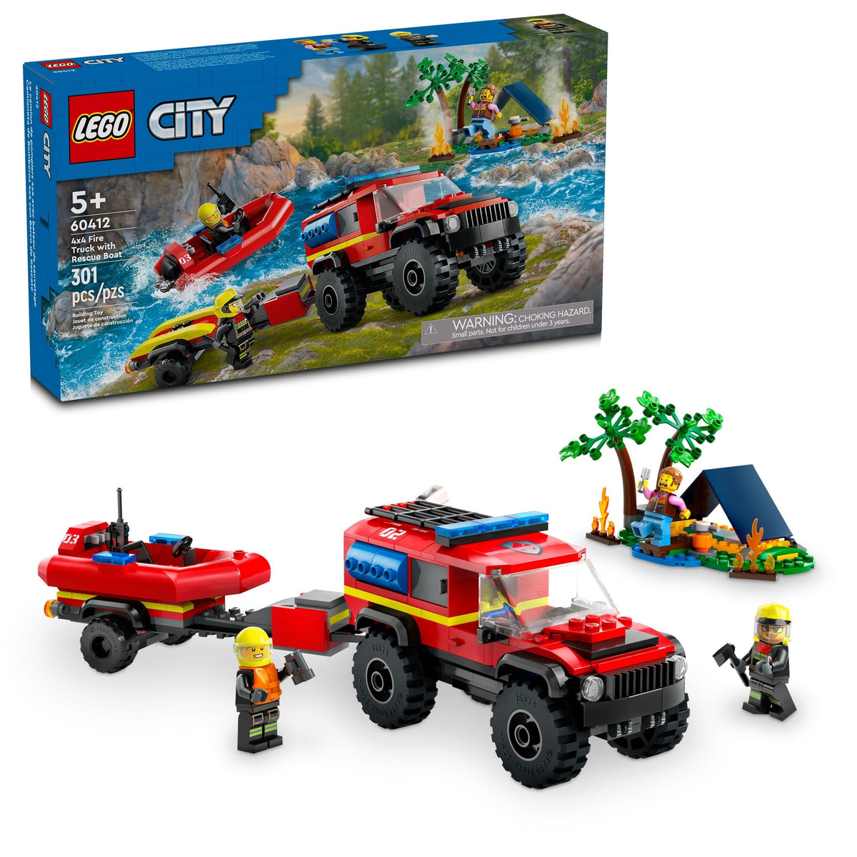 60412 4x4 Fire Truck with Rescue Boat product image 1, provided for visual reference and product detail review