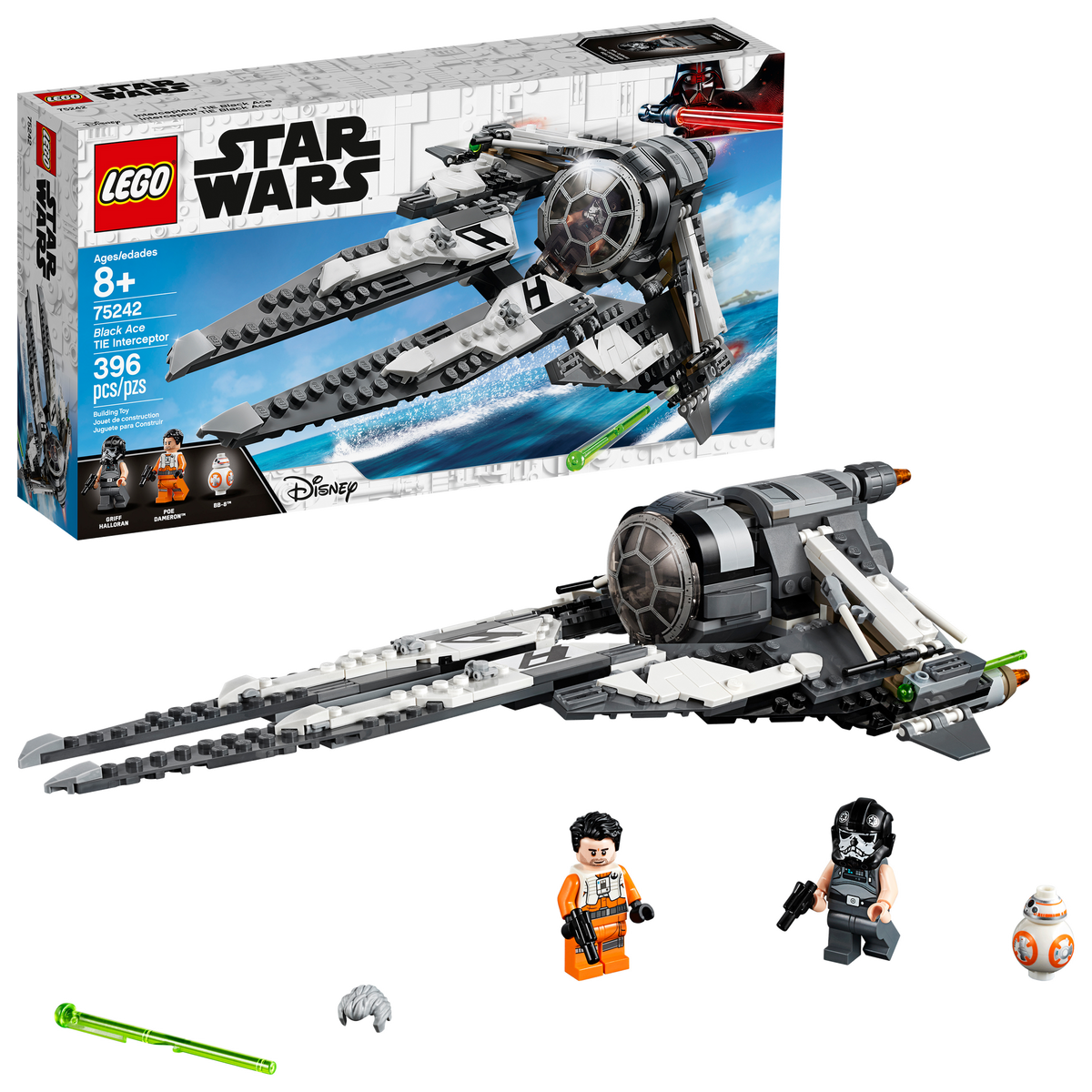 75242 Black Ace TIE Interceptor product image 1, provided for visual reference and product detail review